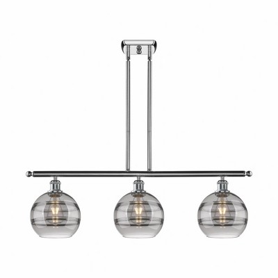 Rochester - 3 Light Stem Hung Island In Industrial Style-10.38 Inches Tall and 36 Inches Wide