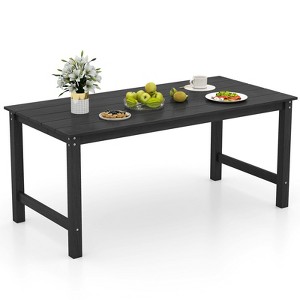 Tangkula HDPE Outdoor Dining Table for 6 Person 67" Patio Table w/ Wood-Like Tabletop - 1 of 4