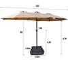 Sevobal Patio Umbrellas Large Double-Sided Rectangular Outdoor Twin Patio Market Umbrella With Light And Base, Taupe, 180"*180"*80.4" - 3 of 4