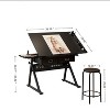 JVNOXKadjustable drawing drafting table desk with 2 drawers for home office and school with stool(black) - 3 of 4