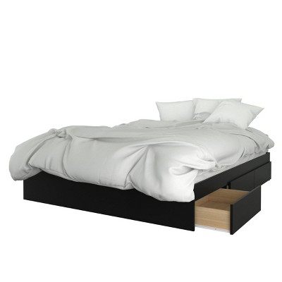 Sequoia 3 Drawer Storage Bed with Headboard Walnut/Black - Nexera
