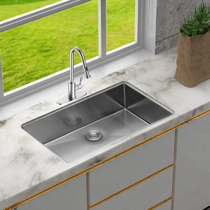 Gulches 30"x18"x9" Undermount Single Bowl Kitchen Sink, 16 Gauge 304 Stainless Steel, Includes Drain Assembly - 1 of 4