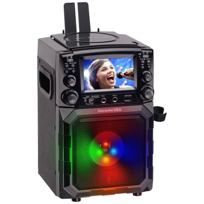 Portable Black Karaoke Machine with LED Lights and 4.3" Screen
