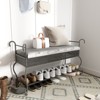 Vynxaria Gray Upholstered Shoe Rack Bench for Entryway with Rustic Charm - 3 of 4