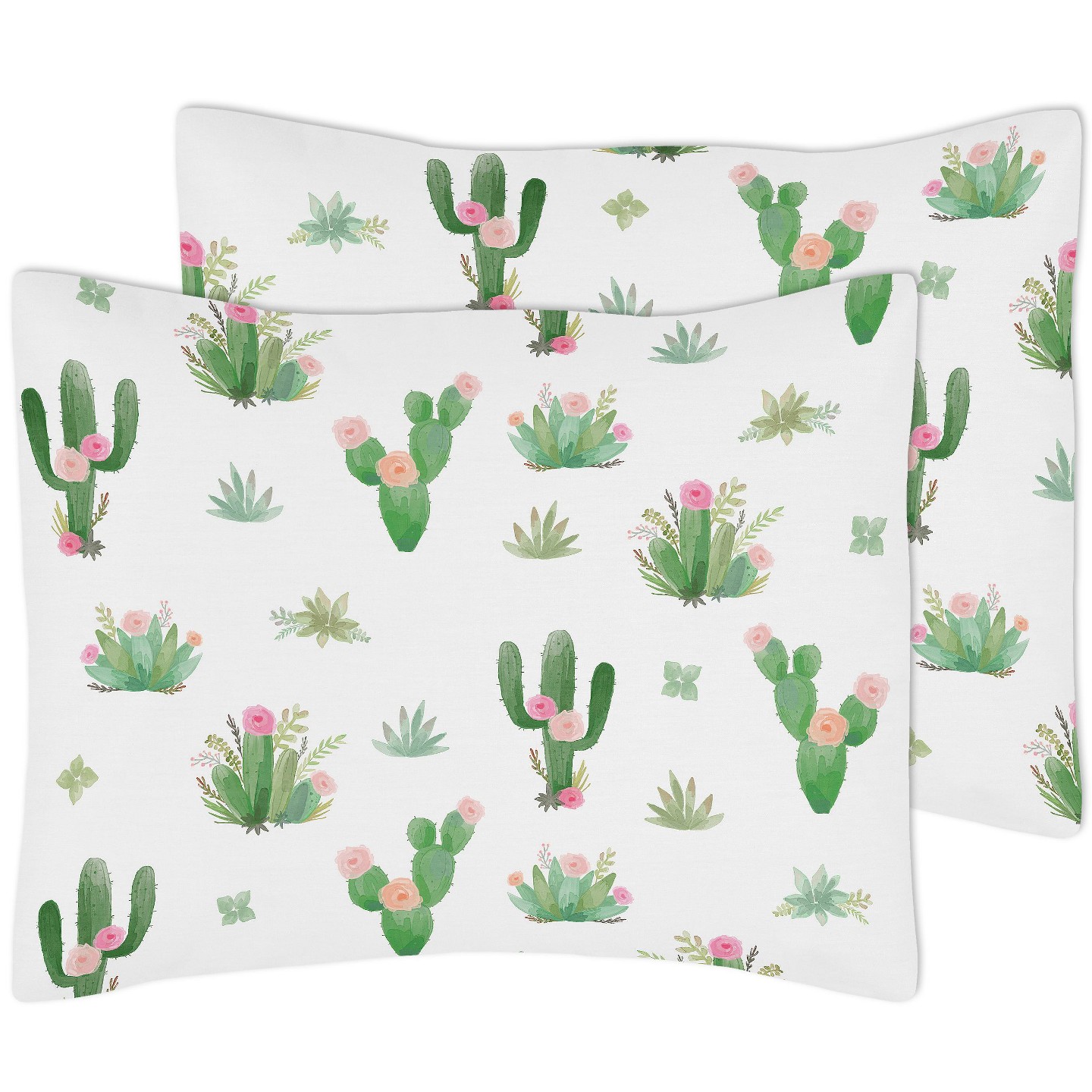 Постельное бельё Sweet Jojo Designs Full/Queen Comforter Bedding Set Cactus Floral Pink Green and White 3pc для девочек, цвет: С принтом — фото 4