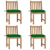 vidaXL 1/2/4/6/8x Solid Wood Teak Patio Chairs with Cushions Multi Colors - Green 4 - 2 of 4