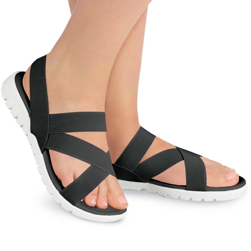 Collections Etc Casual Criss Cross Summer Stretch Strap Sandals, 3 of 6