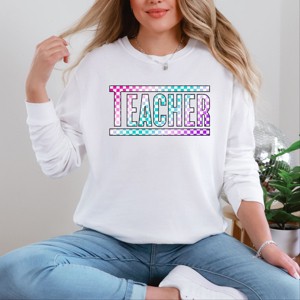 Simply Sage Market Teacher Checkered Colorful Garment Dyed Long Sleeve - 1 of 4
