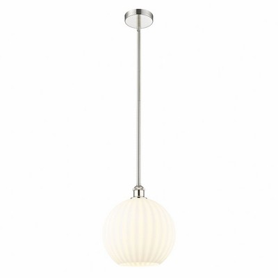 White Venetian - 1 Light Stem Hung Pendant In Modern Style-13 Inches Tall and 12 Inches Wide