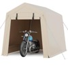 6x6 FT Portable Outdoor Storage Shed with 2 Roll-Up Zipper Doors & Vents,Waterproof PE Tarp,UV-Resistant Carport for Motorcycle,Firewood,Tools - 2 of 4