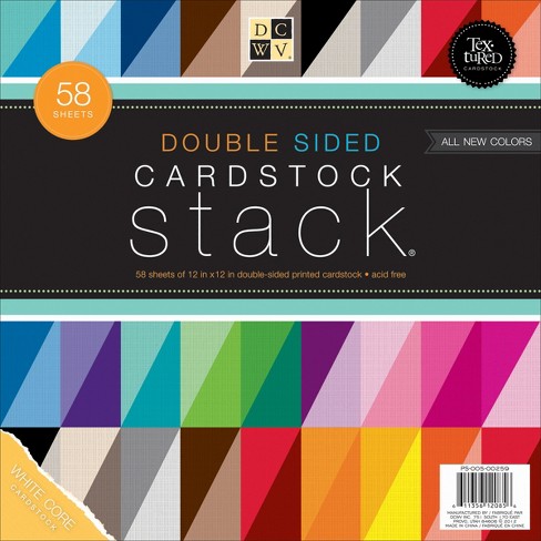 DCWV Double-Sided Cardstock Stack 12"X12" 58/Pkg-Textured, White Core, 20 Colors/2-3 Each - image 1 of 1