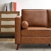 81" Leather Sofa, Mid Century Modern Deep Seat Couch, Upholstered Cushion&Removable Cover, Brown PU Couch, 3 Seat Sofa for Living Room, Office, Brown - 4 of 4