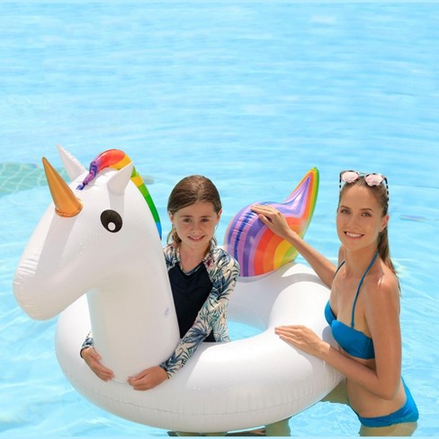 northlight 68 rainbow unicorn inflatable swimming pool tube ring float target