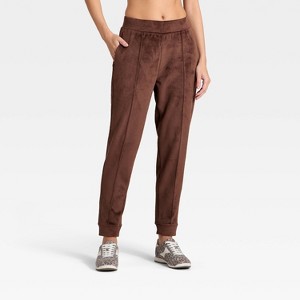 Women's Velour Ribbed Jogger Sweatpants - All In Motion™ - 1 of 4