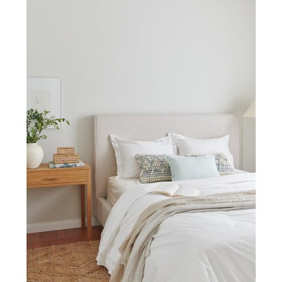 Light Aqua Fringe Soft Linen Lumbar Pillow