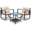 Costway 3PC Patio Rattan Conversation Set Rocking Chair Cushioned Sofa Garden Furniture - 4 of 4