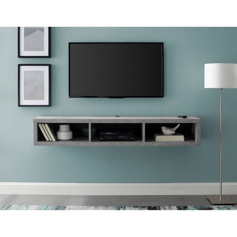 Gray Floating TV Stand Modern Wall Mount Entertainment Center