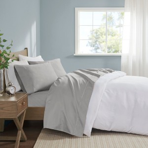 4 Pcs 600 Thread Count Cotton Blend Sheet Set, Deep Pocket Premium Touch Bedding Set, Hotel Collection Style Solid Cozy Bed Set for All Season - 1 of 4