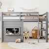 Twin/Full Size Loft Bed House Kids Loft Bed Frame with Double-Sided Sliding Chalkboard, Bookshelf & Safety Guardrails - ModernLuxe - 3 of 4