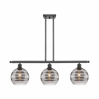 Rochester - 3 Light Stem Hung Island In Industrial Style-10.38 Inches Tall and 36 Inches Wide