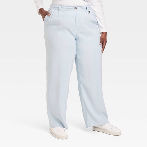 Women's High-rise Relaxed Fit Baggy Wide Leg Trousers - A New Day™ Blue 20  : Target