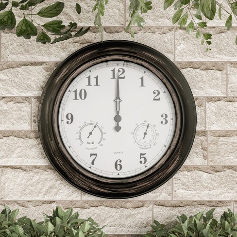 Nature Spring 18-inch Wall Clock Thermometer - 18-inch Indoor