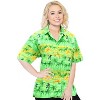 LA LEELA Women's Button Down Blouses Casual Summer Party Shirt V Neck Blouse Short Sleeve Tropical Vacation Dress Tee Hawaiian Shirts - 3 of 4