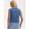 INSPIRE CHIC Women's Denim V Neck Western Button Up Sleeveless Cropped Jean Waistcoat - 4 of 4