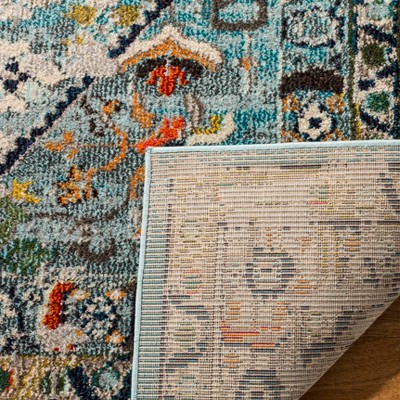 Monaco 5' x 5' Blue Floral Synthetic Square Rug
