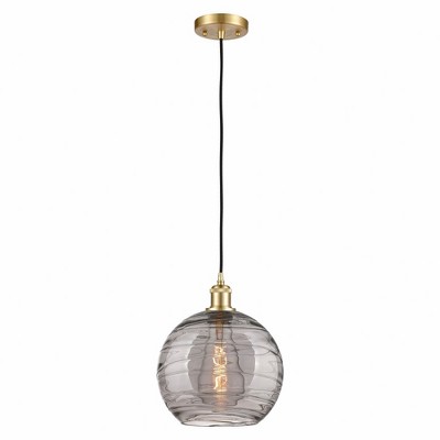 Athens Deco Swirl - 1 Light Cord Hung Mini Pendant In Industrial Style-13 Inches Tall and 10 Inches Wide