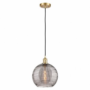 Athens Deco Swirl - 1 Light Cord Hung Mini Pendant In Industrial Style-13 Inches Tall and 10 Inches Wide - 1 of 1