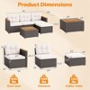 Costway 5 Piece Wicker Conversation Set Patio Rattan Chair & Coffee Table Set for Porch - 3 of 4