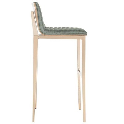 Deluxe Copper Swivel Bar Stool with Ash Green Faux Leather