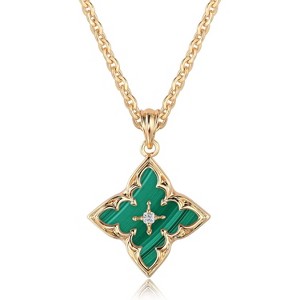 Gold Clover Necklace for Women, Dainty 14K Gold Plated CZ Pendant Adjustable Chain - 1 of 4