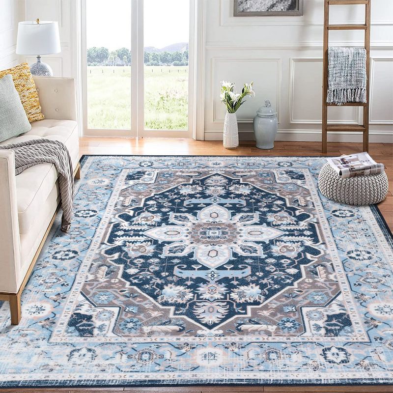 WhizMax Boho Floral Area Rug Traditional Washable Rug Soft Oriental Distressed Accent Rugs, 1 of 10