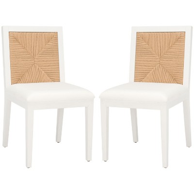 Emilio Woven Dining Chair (Set of 2) - SFV4123 - White/Natural - Safavieh Couture