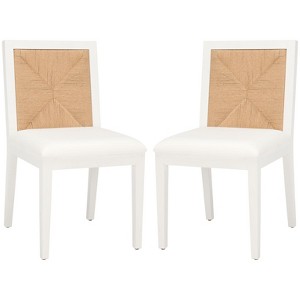 Emilio Woven Dining Chair (Set of 2) - SFV4123 - White/Natural - Safavieh Couture - 1 of 4