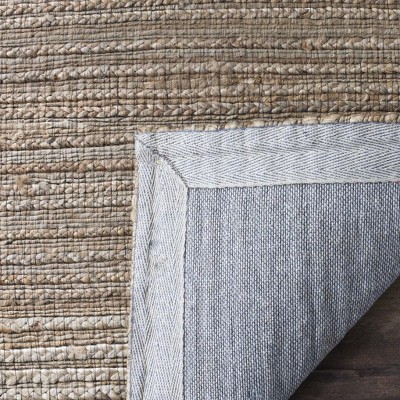Natural Handwoven Cotton Stripe Square Area Rug