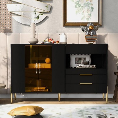 Modern Storage Cabinet with Acrylic Doors, Adjustable Shelves for Kitchen, Dining Room, Living Room, Corridor, Home Office, Spacious Organizer