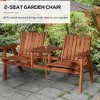 Aghana Digitals Orange Fir Wood Patio Bench with Central Tea Table, Umbrella Hole, Armrests & - 3 of 4