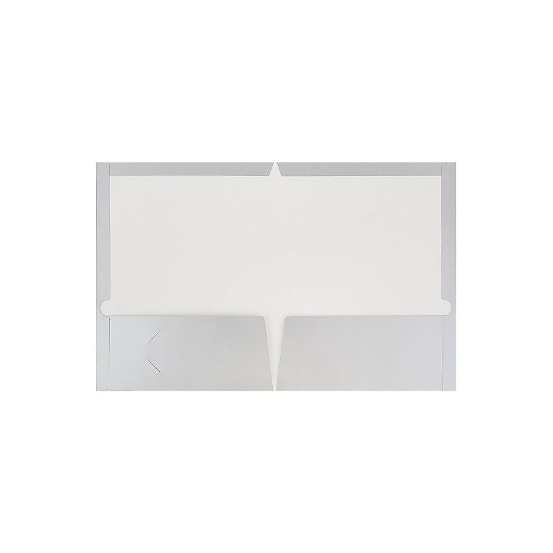 JAM Paper Laminated Two-Pocket Glossy Presentation Folders Silver Bulk 50/Box 385GSIC, 2 of 10