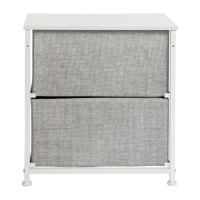 Gray and White Cast Iron Frame 2-Drawer Storage Stand