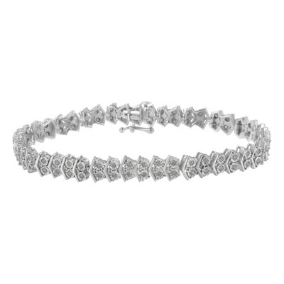 Haus of Brilliance Silver 1.0 cttw Diamond "Arrow" Shape Tennis Link Bracelet "