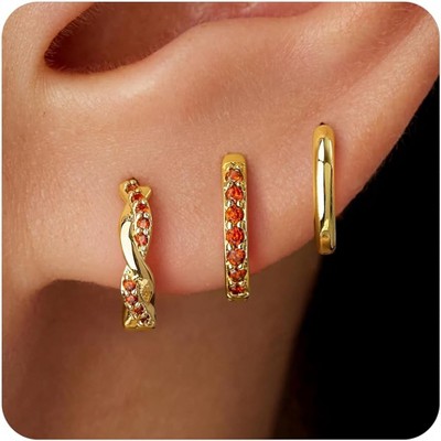 Inerney Gold Huggie Hoop Earrings Set for Women, Dainty Small Sterling Silver Earring Stacks Hypoallergenic Jewelry for Multiple Piercings