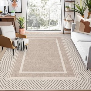 Modern Runner Rug Washable Area Rug Bordered Rugs Modern Runner Rug Non-Slip Area Rug Small Accent Geometric Throw Rugs Floor Carpet - 1 of 4