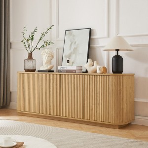 Chic Crate 64" Walnut TV Stand Sideboard Cabinet, Vertical Stripe Buffet Storage for Bedroom & Entryway Natural 64’’W x 15’’ D x 24’’H - 1 of 4