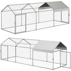 Large Walk-in Metal Chicken Coop, Waterproof & Anti-Uv Cover, Heavy Duty Wire Mesh Run, Outdoor Poultry Pen for Chickens, Ducks, 120 x 40 x 40In - 1 of 4