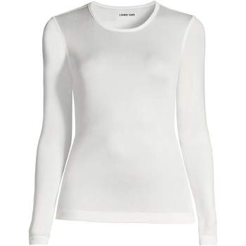 Lands' End Women's Petite Silk Interlock Thermal Long Underwear Top Base  Layer Crewneck Shirt - Small - Black : Target