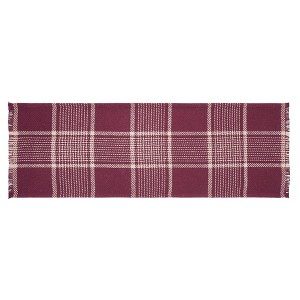 Eston Burgundy Tan Plaid Runner 12x36  VHC Brands - 1 of 4