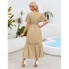 Womens 2025 Summer Lace Lotus Leaf Short Sleeve Maxi Dress V Neck Long Flowy Dresses - 4 of 4